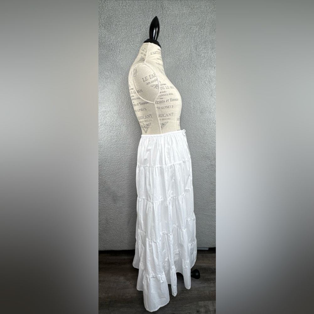 Zara Maxi A Frame Skirt White Elastic Waist Dec Bow Size Small NWT - Picture 4 of 14